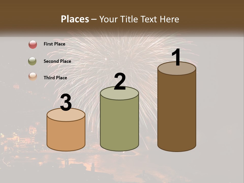 A Fireworks Display With A City In The Background PowerPoint Template