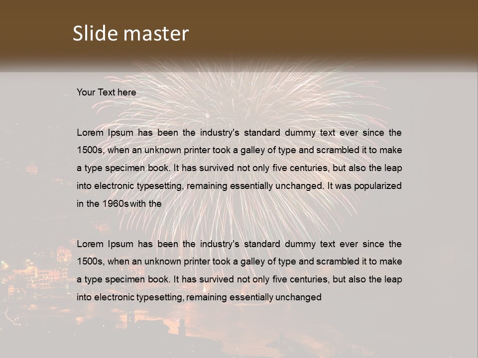 A Fireworks Display With A City In The Background PowerPoint Template