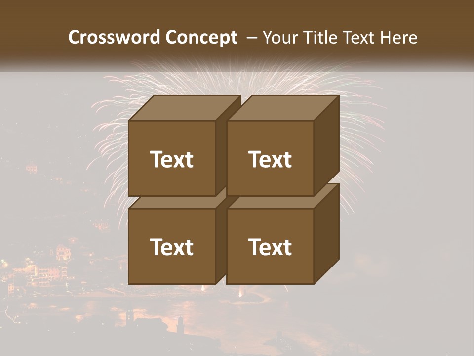 A Fireworks Display With A City In The Background PowerPoint Template