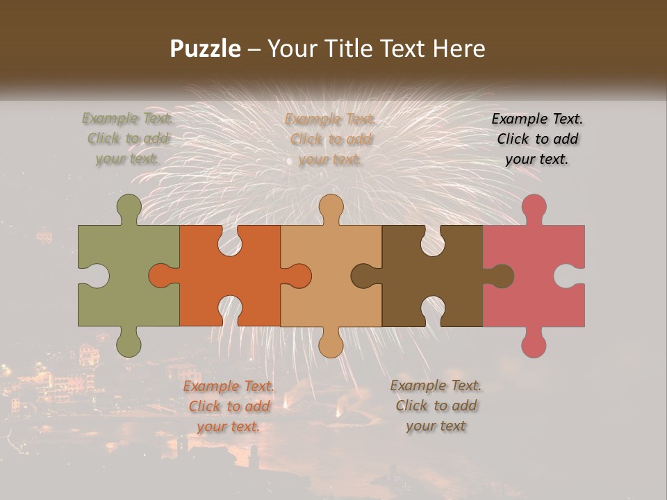 A Fireworks Display With A City In The Background PowerPoint Template