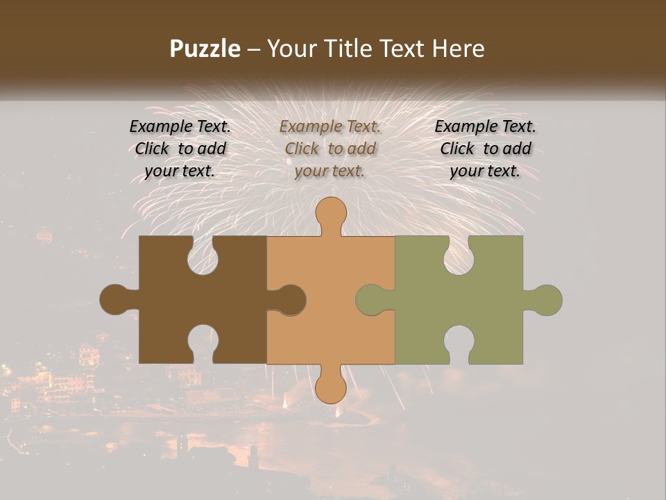 A Fireworks Display With A City In The Background PowerPoint Template