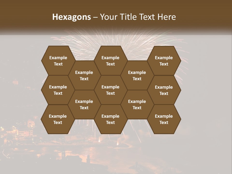A Fireworks Display With A City In The Background PowerPoint Template