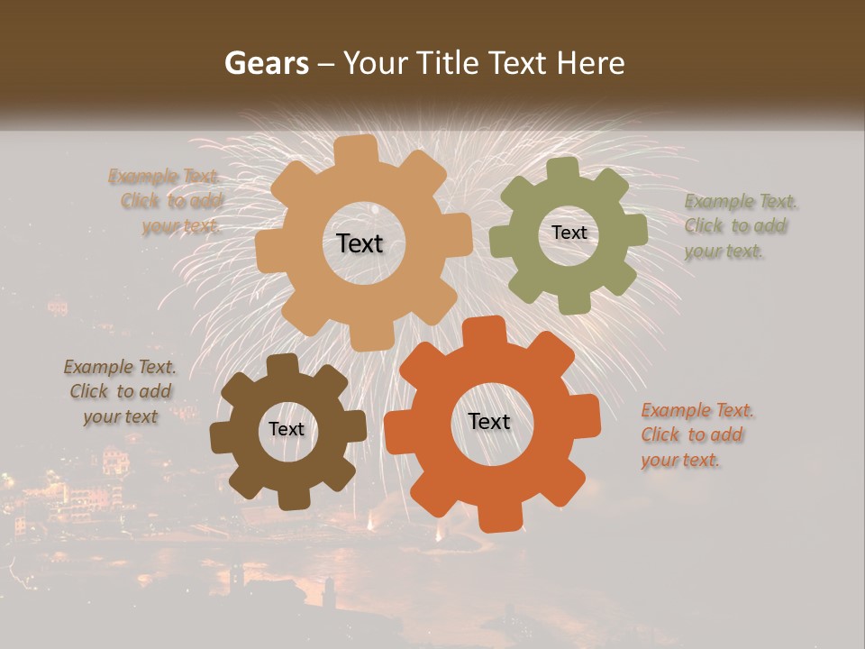 A Fireworks Display With A City In The Background PowerPoint Template