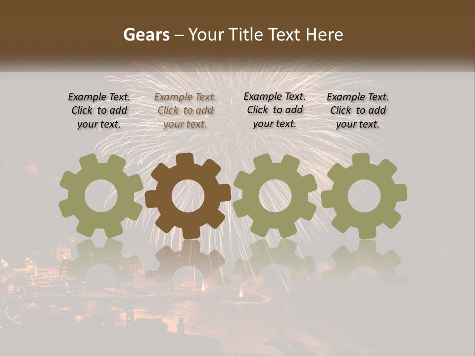A Fireworks Display With A City In The Background PowerPoint Template