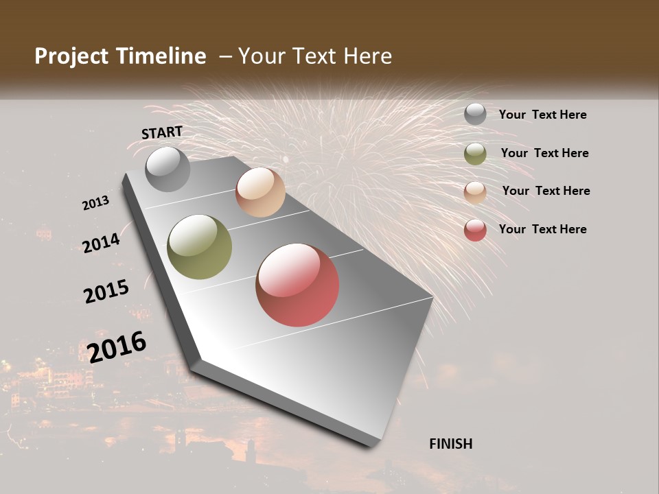 A Fireworks Display With A City In The Background PowerPoint Template