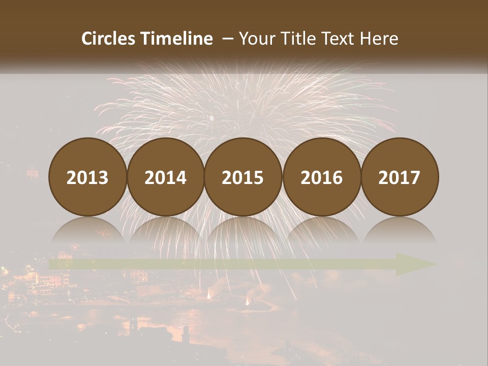 A Fireworks Display With A City In The Background PowerPoint Template