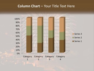 A Fireworks Display With A City In The Background PowerPoint Template