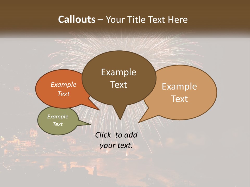 A Fireworks Display With A City In The Background PowerPoint Template