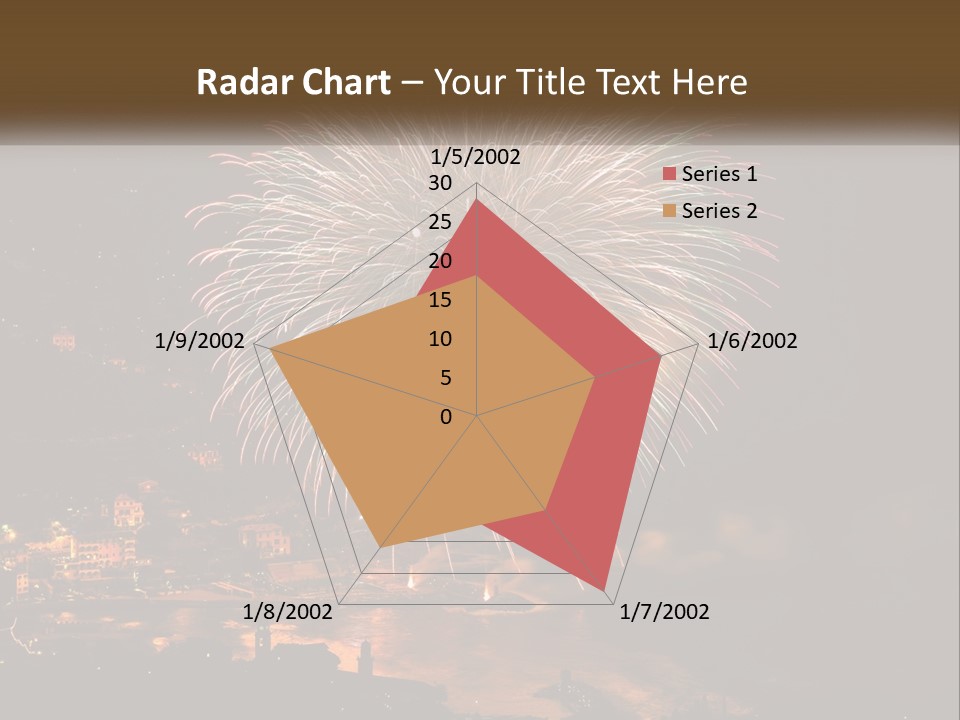 A Fireworks Display With A City In The Background PowerPoint Template