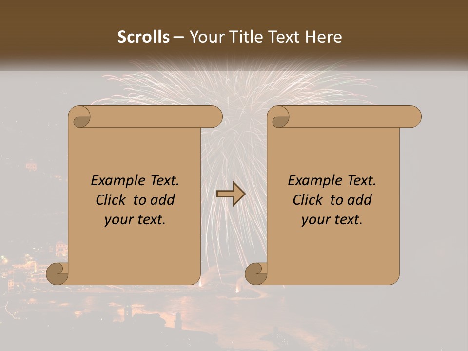 A Fireworks Display With A City In The Background PowerPoint Template