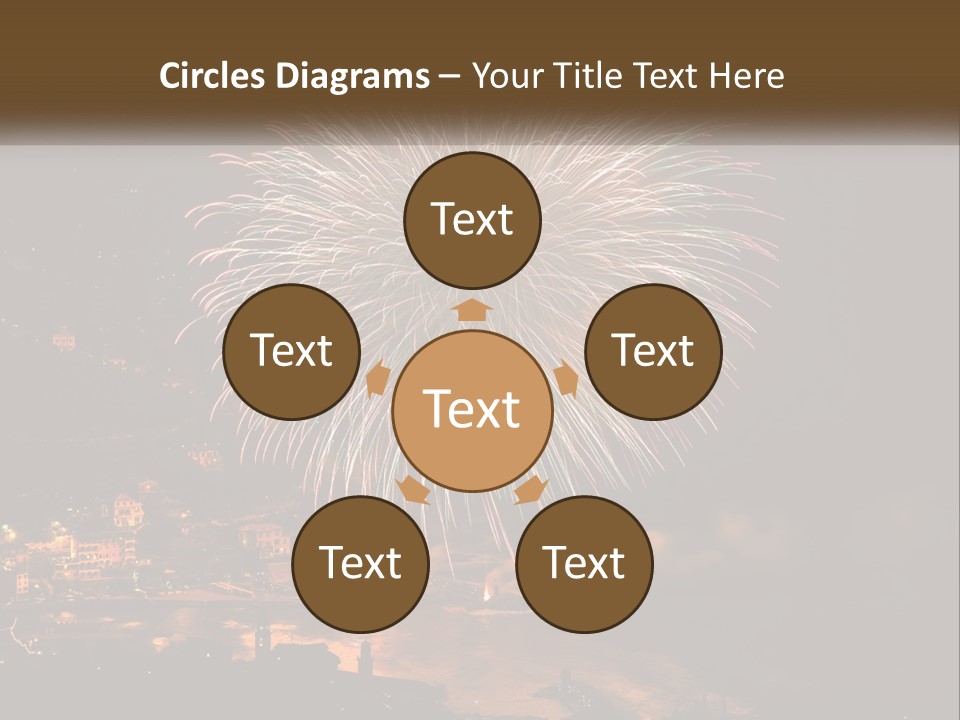 A Fireworks Display With A City In The Background PowerPoint Template