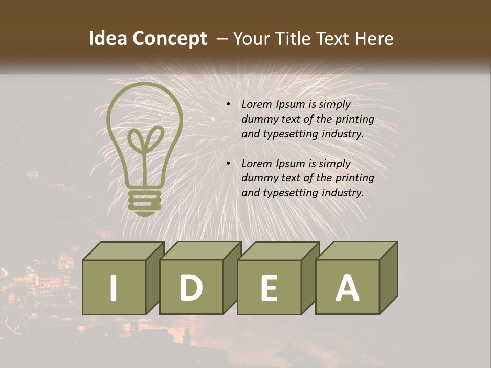 A Fireworks Display With A City In The Background PowerPoint Template