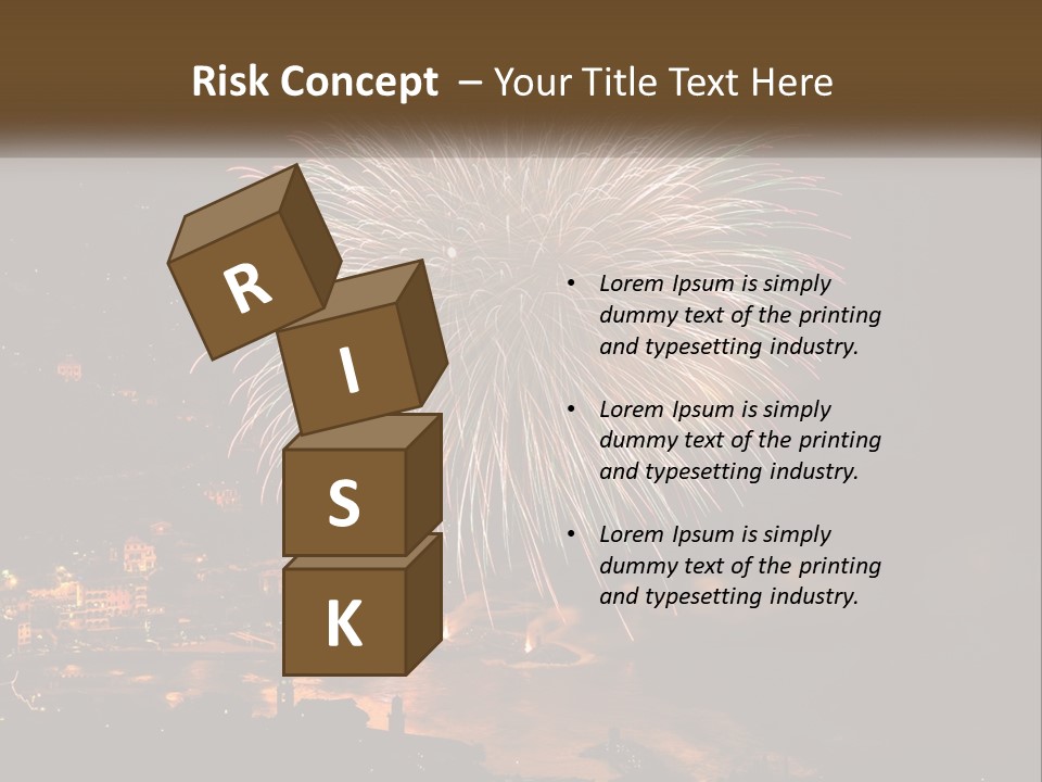 A Fireworks Display With A City In The Background PowerPoint Template