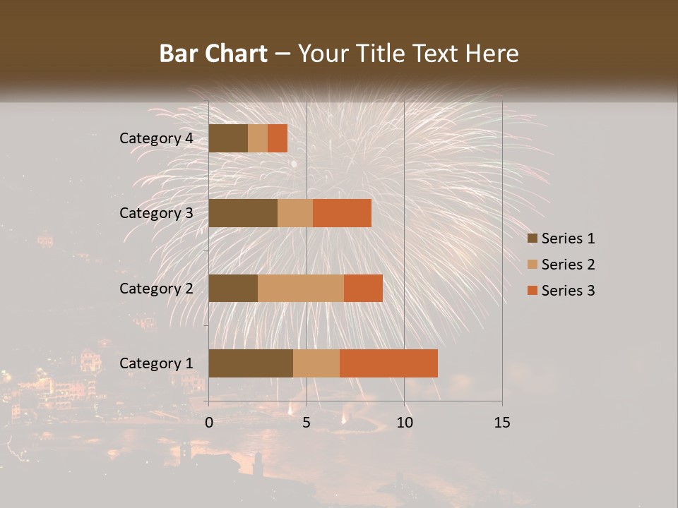 A Fireworks Display With A City In The Background PowerPoint Template