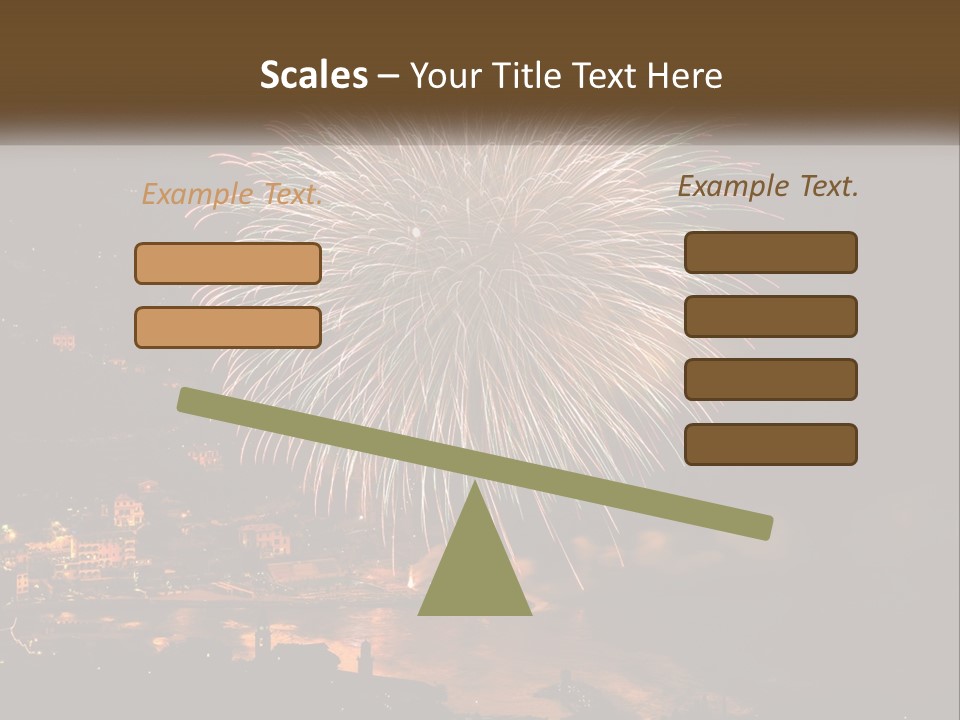 A Fireworks Display With A City In The Background PowerPoint Template