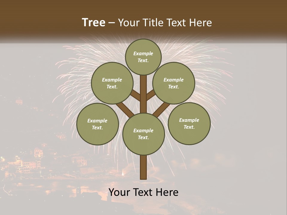 A Fireworks Display With A City In The Background PowerPoint Template