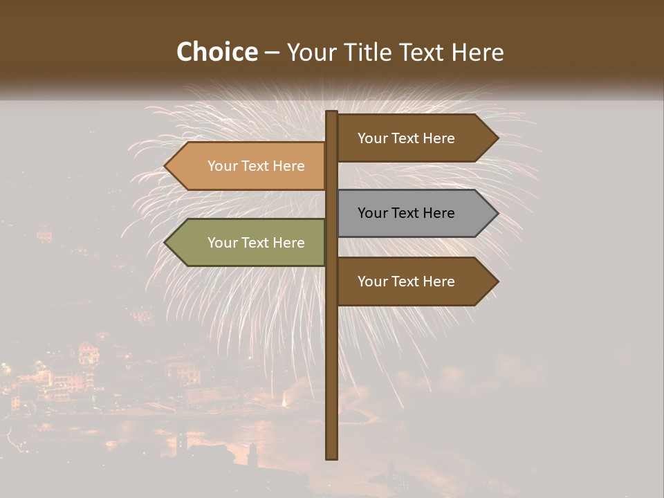 A Fireworks Display With A City In The Background PowerPoint Template