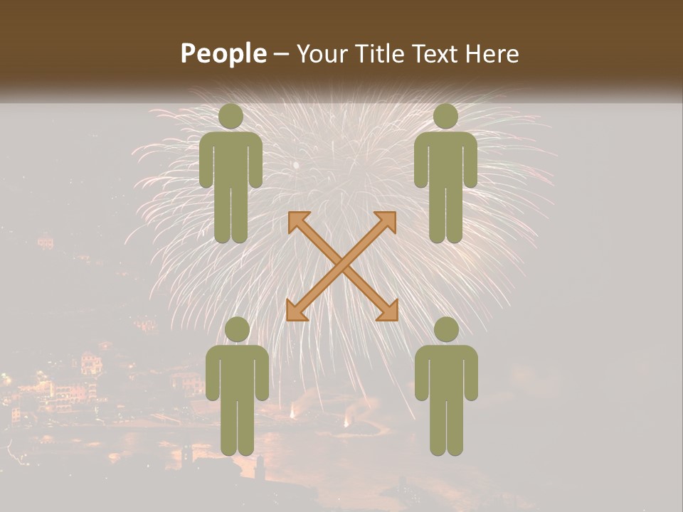 A Fireworks Display With A City In The Background PowerPoint Template
