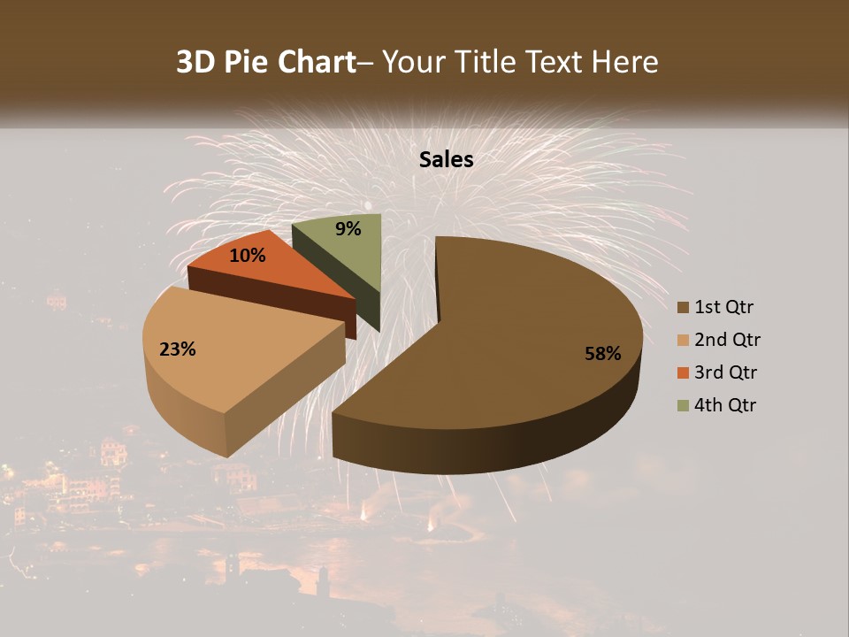 A Fireworks Display With A City In The Background PowerPoint Template