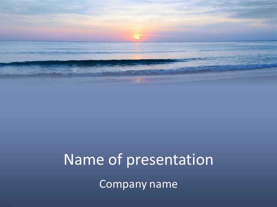 A Blue Ocean With A Sunset In The Background PowerPoint Template