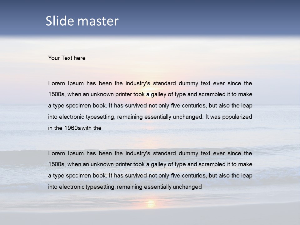 A Blue Ocean With A Sunset In The Background PowerPoint Template