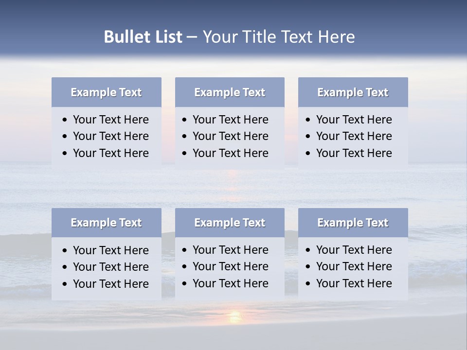 A Blue Ocean With A Sunset In The Background PowerPoint Template
