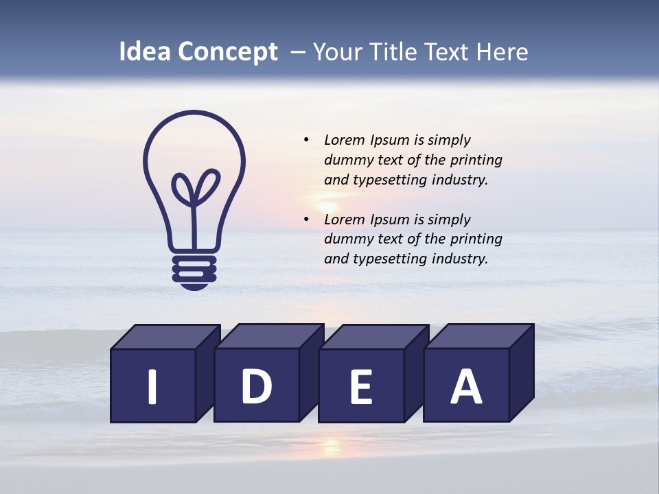 A Blue Ocean With A Sunset In The Background PowerPoint Template