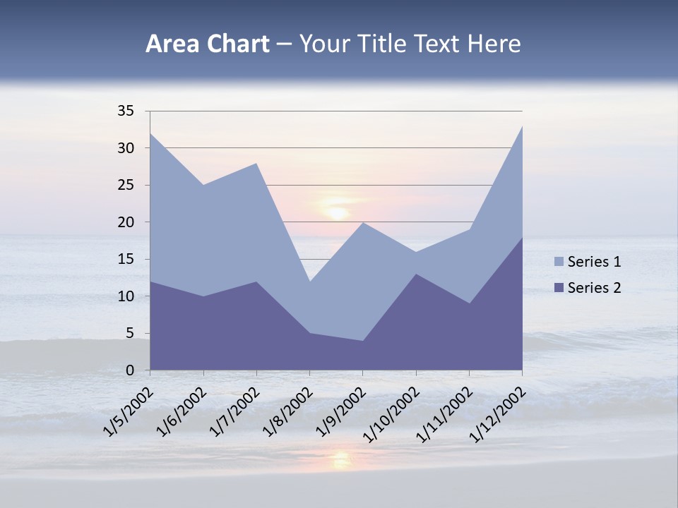 A Blue Ocean With A Sunset In The Background PowerPoint Template