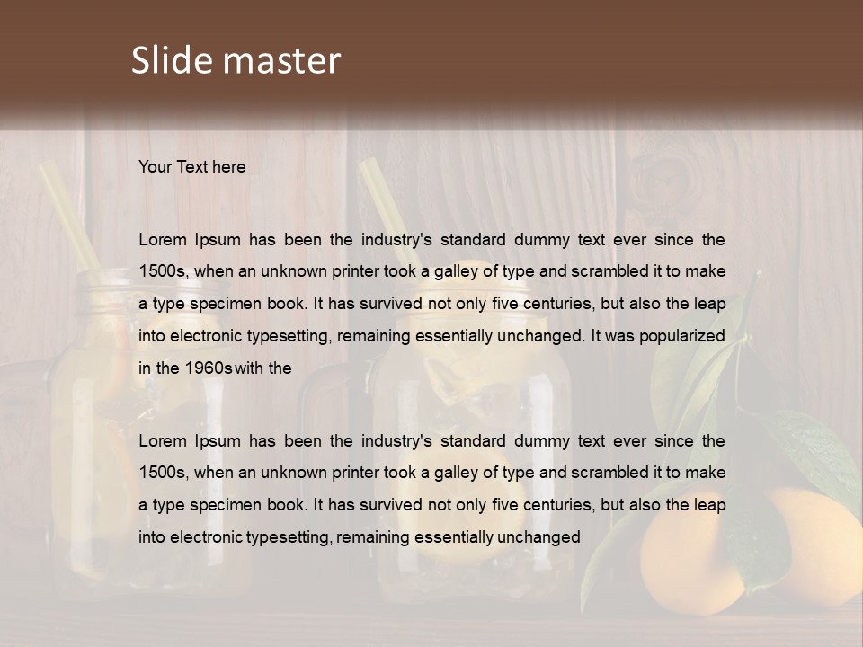 Two Mason Jars With Lemons And Mints On A Wooden Table PowerPoint Template