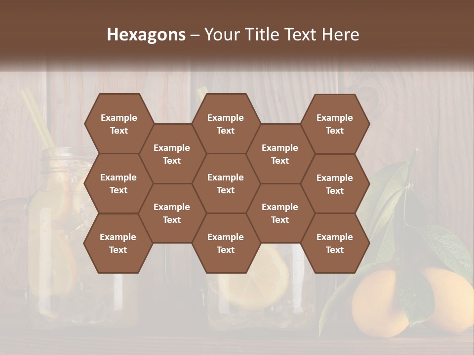 Two Mason Jars With Lemons And Mints On A Wooden Table PowerPoint Template
