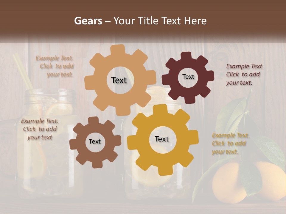 Two Mason Jars With Lemons And Mints On A Wooden Table PowerPoint Template