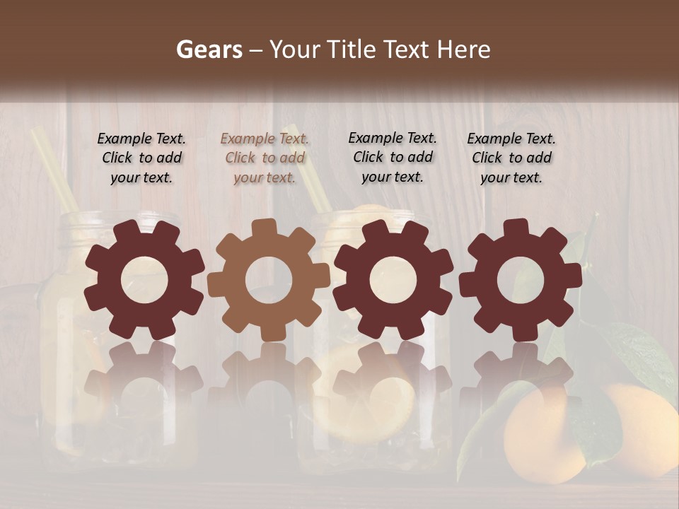 Two Mason Jars With Lemons And Mints On A Wooden Table PowerPoint Template