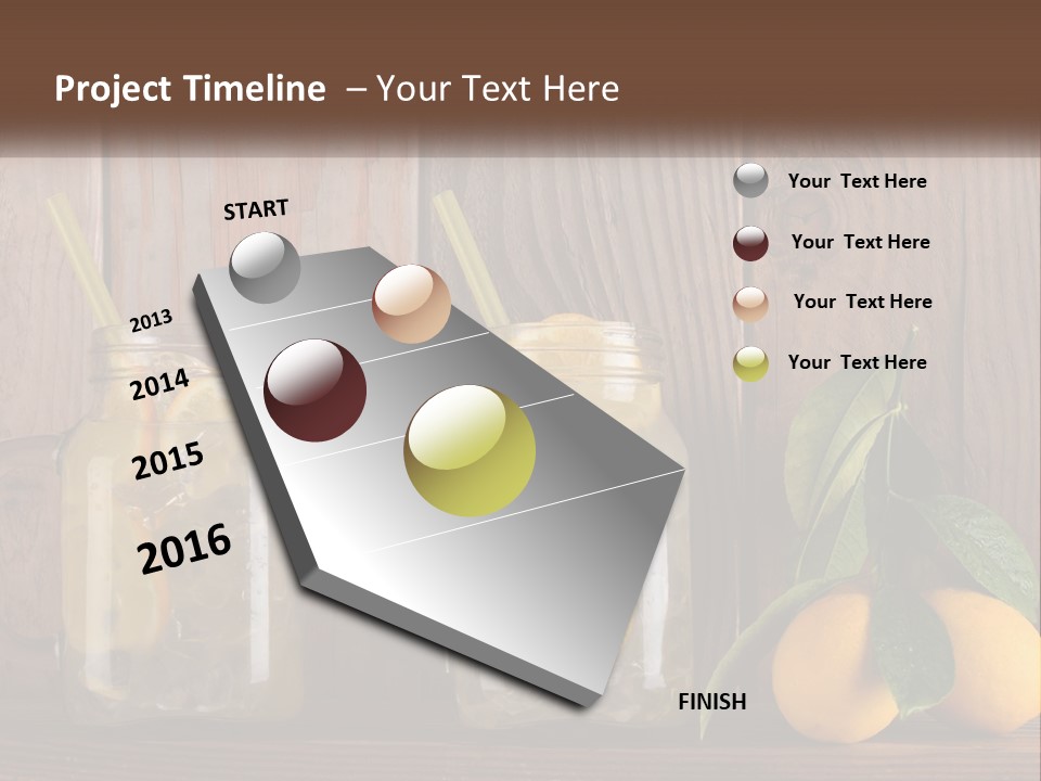 Two Mason Jars With Lemons And Mints On A Wooden Table PowerPoint Template