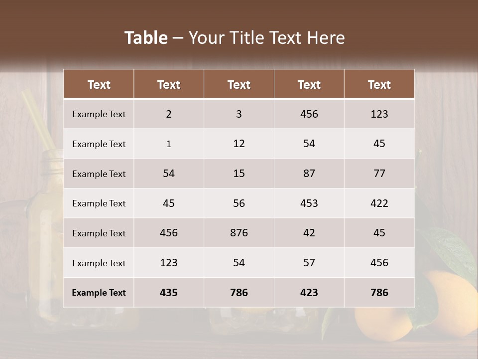 Two Mason Jars With Lemons And Mints On A Wooden Table PowerPoint Template