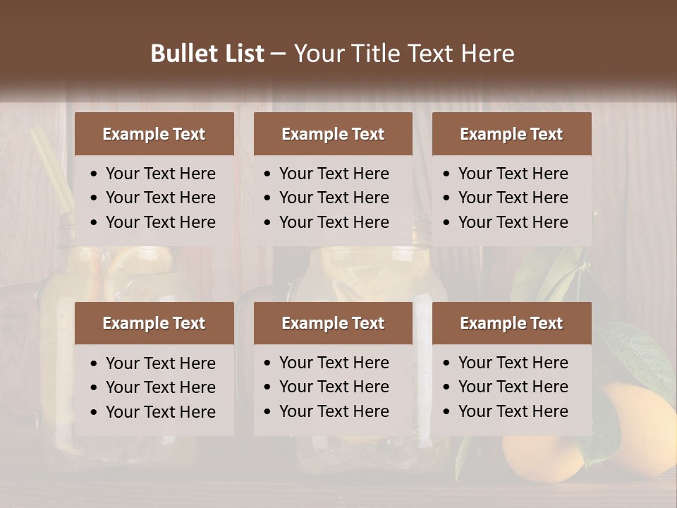 Two Mason Jars With Lemons And Mints On A Wooden Table PowerPoint Template
