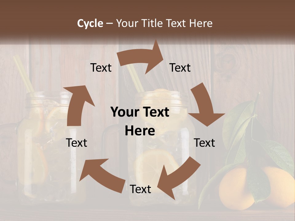 Two Mason Jars With Lemons And Mints On A Wooden Table PowerPoint Template