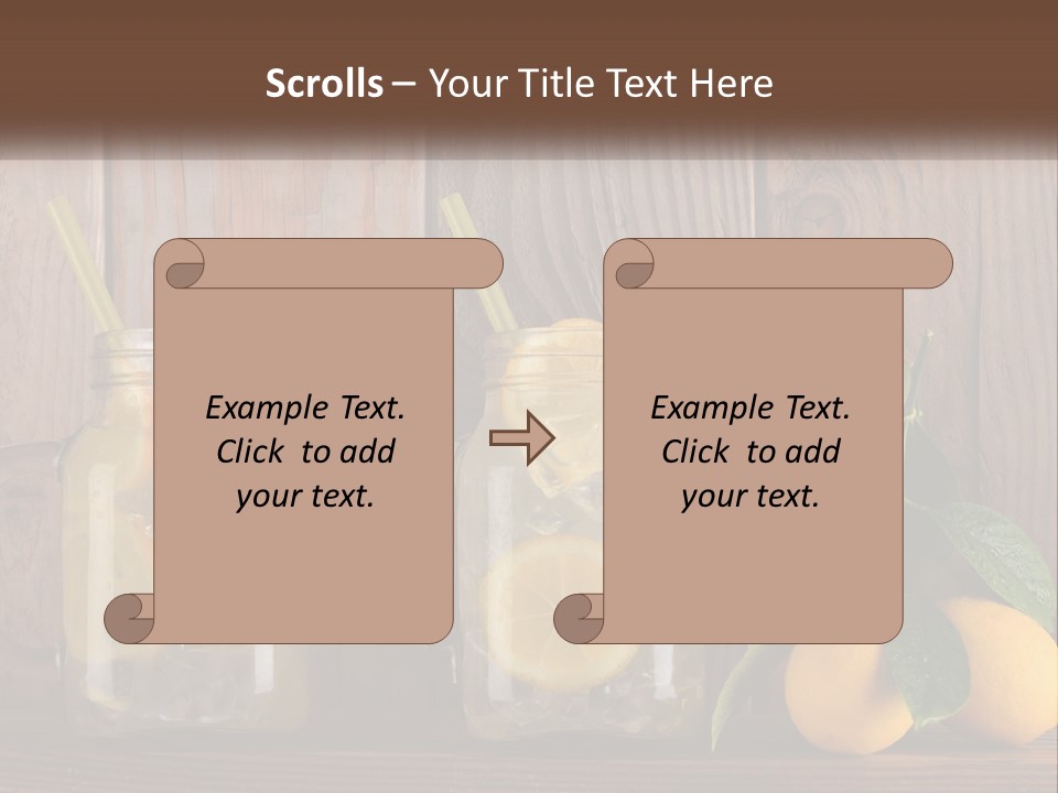 Two Mason Jars With Lemons And Mints On A Wooden Table PowerPoint Template