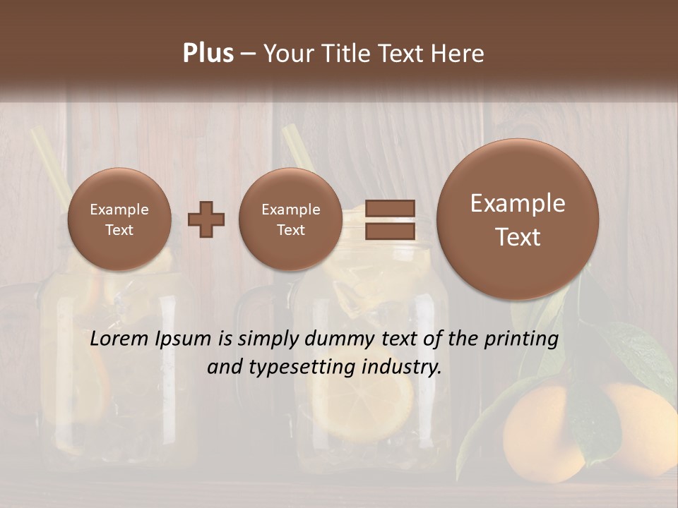 Two Mason Jars With Lemons And Mints On A Wooden Table PowerPoint Template