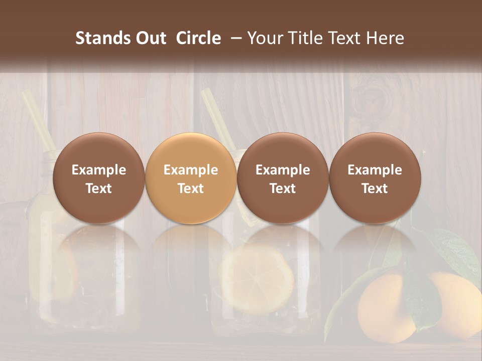 Two Mason Jars With Lemons And Mints On A Wooden Table PowerPoint Template