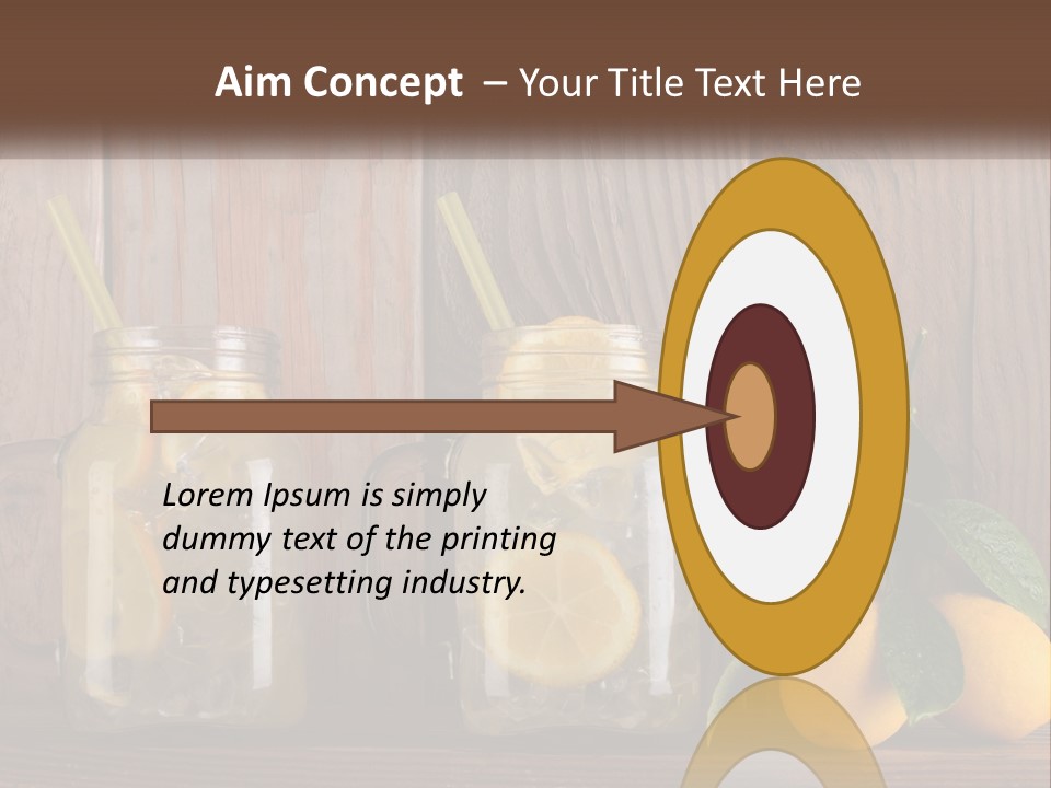 Two Mason Jars With Lemons And Mints On A Wooden Table PowerPoint Template