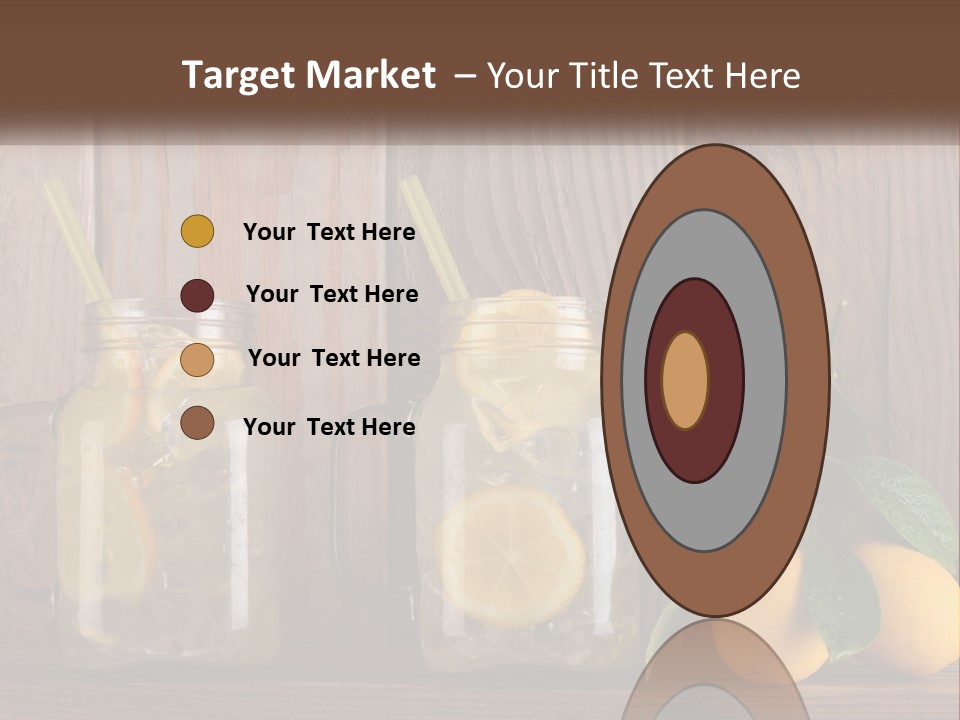 Two Mason Jars With Lemons And Mints On A Wooden Table PowerPoint Template