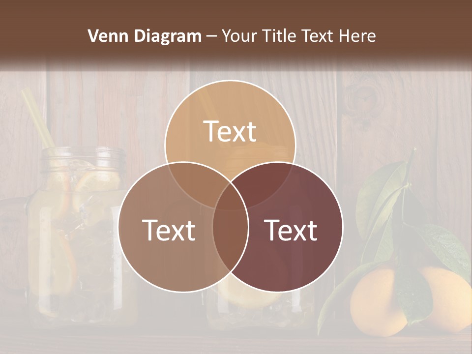 Two Mason Jars With Lemons And Mints On A Wooden Table PowerPoint Template