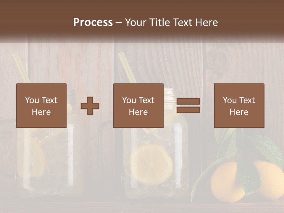 Two Mason Jars With Lemons And Mints On A Wooden Table PowerPoint Template
