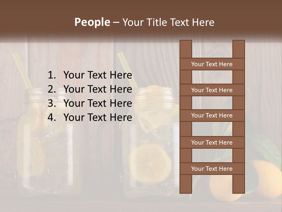 Two Mason Jars With Lemons And Mints On A Wooden Table PowerPoint Template