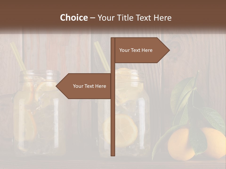 Two Mason Jars With Lemons And Mints On A Wooden Table PowerPoint Template