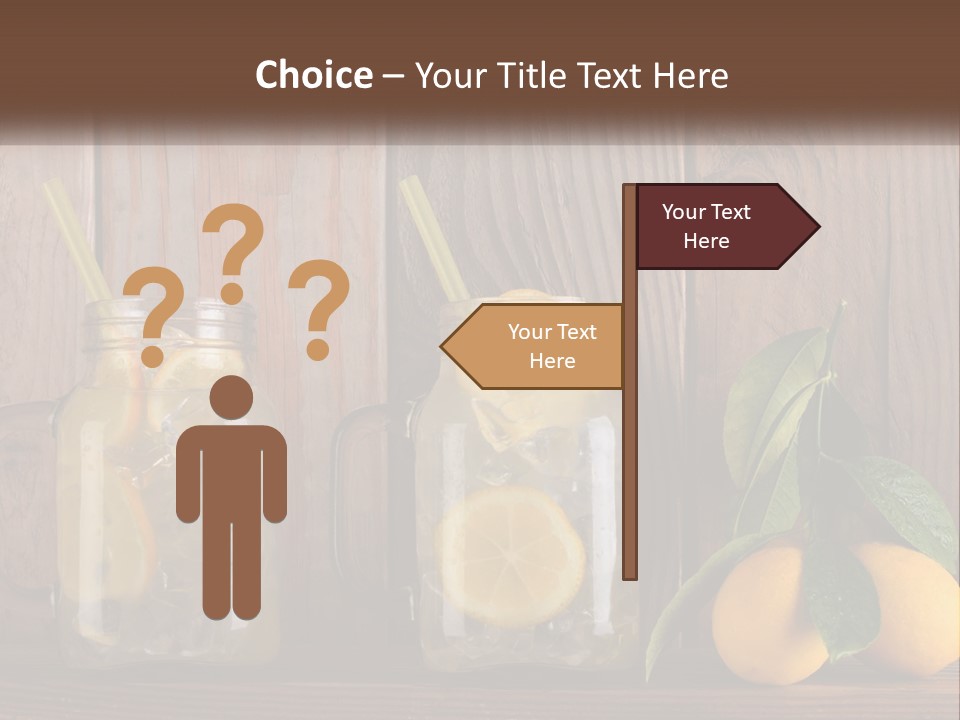 Two Mason Jars With Lemons And Mints On A Wooden Table PowerPoint Template