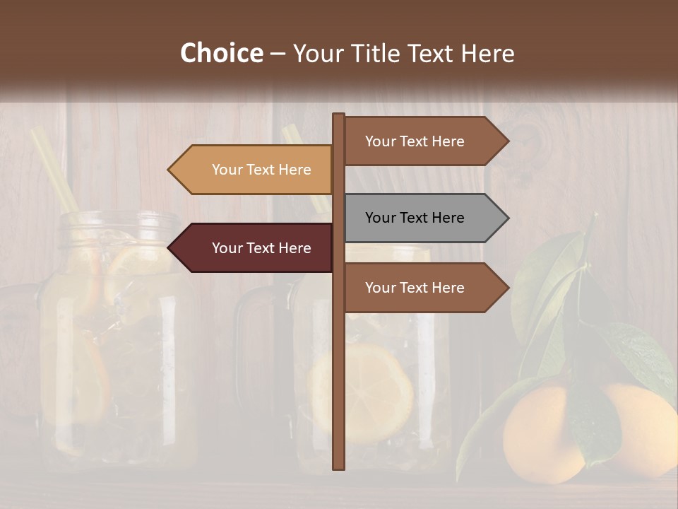 Two Mason Jars With Lemons And Mints On A Wooden Table PowerPoint Template