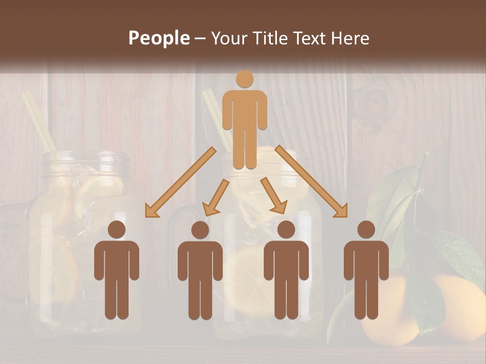 Two Mason Jars With Lemons And Mints On A Wooden Table PowerPoint Template