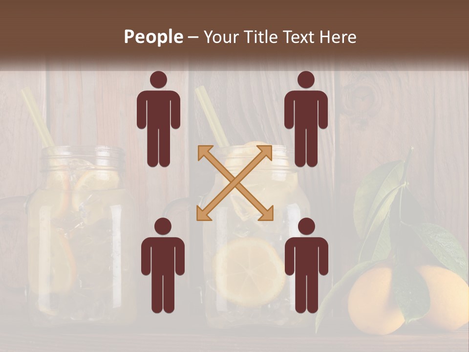 Two Mason Jars With Lemons And Mints On A Wooden Table PowerPoint Template