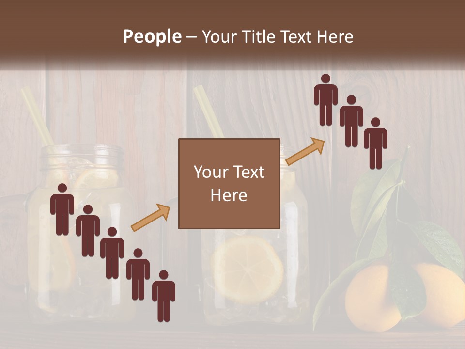 Two Mason Jars With Lemons And Mints On A Wooden Table PowerPoint Template